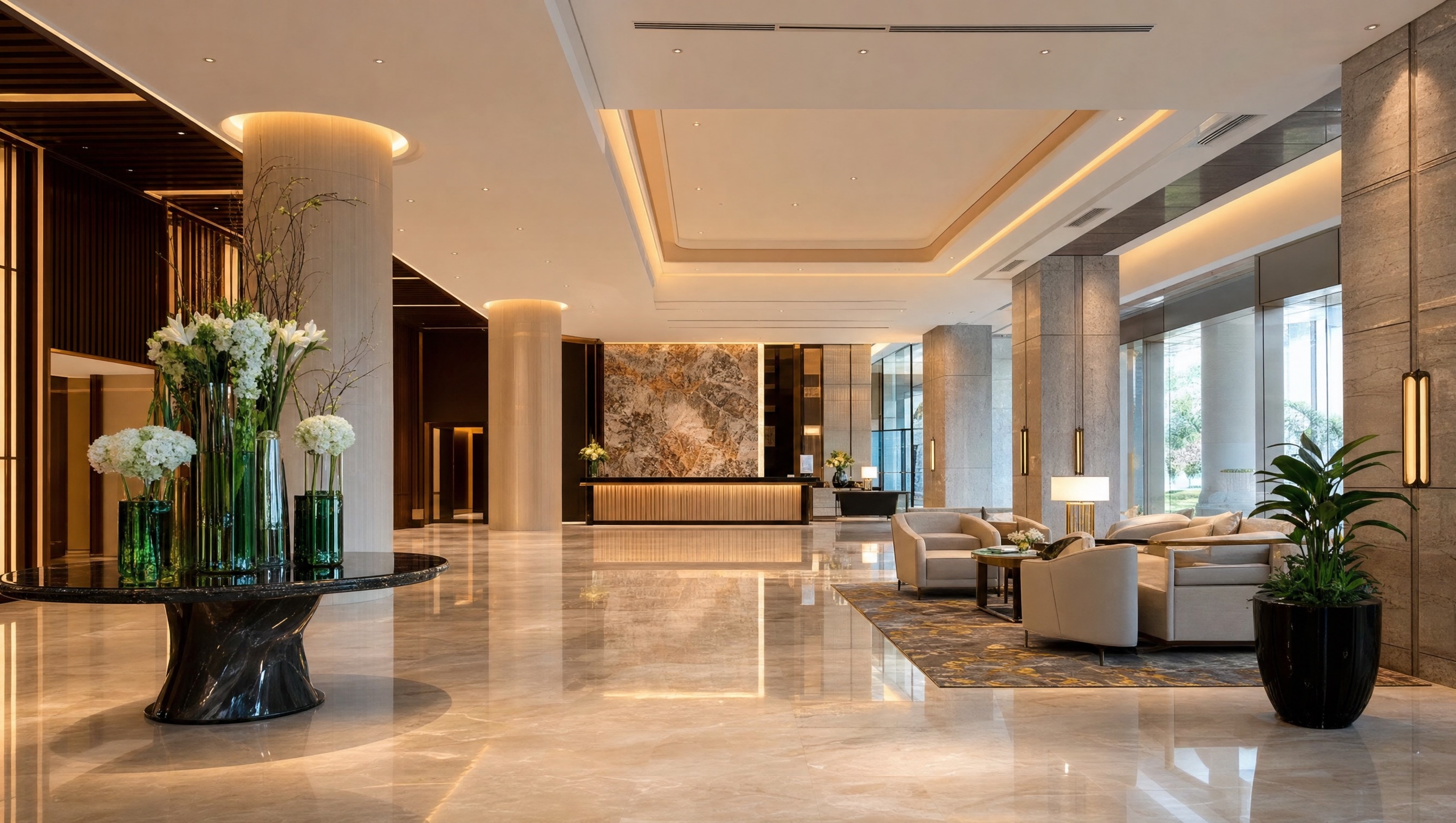 Greater Clean a hotel lobby professionally cleaned
